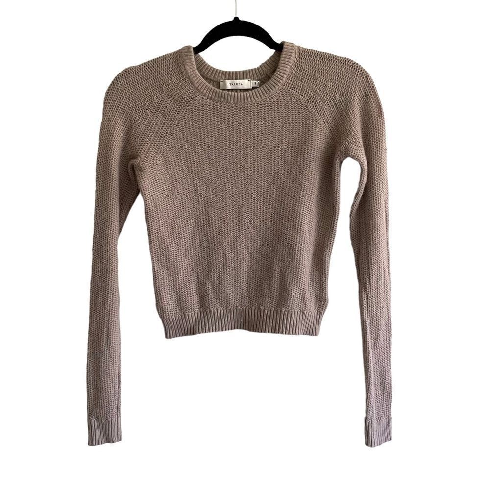 ARITZIA Wilfred Crew Neck Long Sleeve Cropped Sweater Tan Taupe XXS